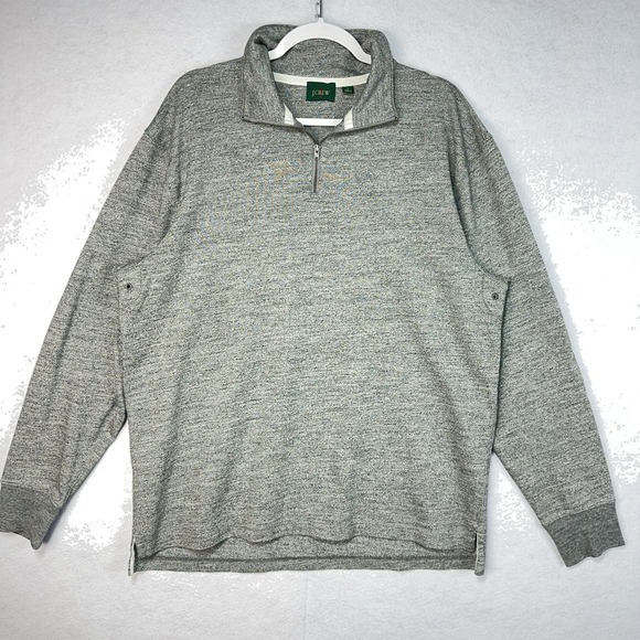 J Crew Sweater Mens Large Gray Oarsman 1/4 Zip Cotton Reimagined Elbow Patch - Picture 1 of 10